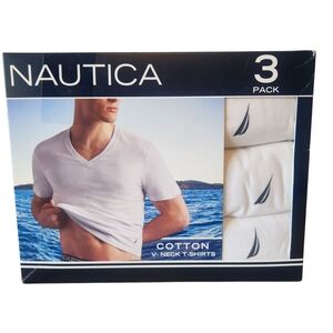 Nautica White V-Neck T-Shirts 3 Pack